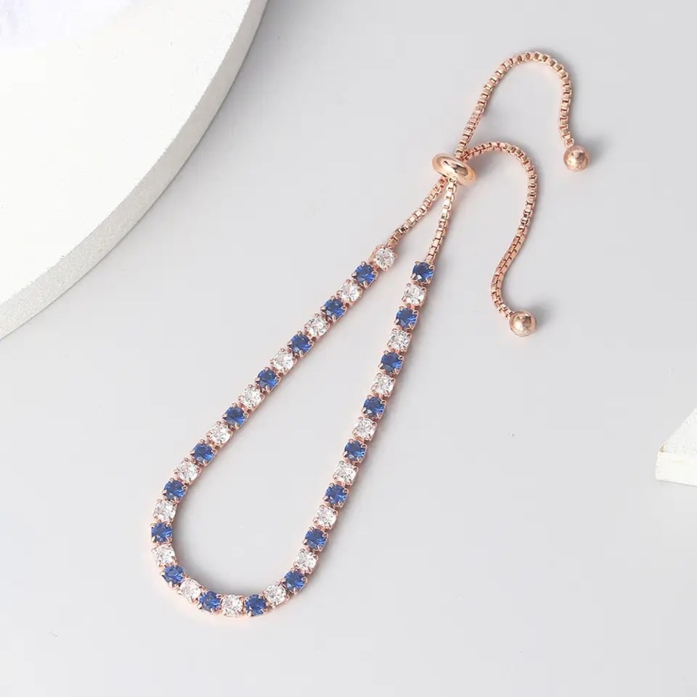 Blue Zircon Rose Gold Tennis Bracelet